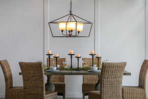 English Elm 26x26x21.9" Matte Black Iron Geometric Chandelier with Opaque Glass for Dining Foyer W2078P411230