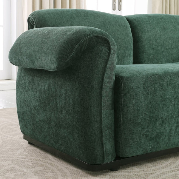 English Elm 102 Inch Linen Modular Sectional Sofa with Hidden Storage and Cloud Cushion Comfort Green W1099S00203