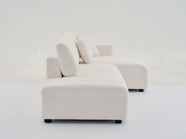 English Elm Jessica Lamb Wool Right-Facing Sectional Sofa With Chaise - Plush Comfort For Stylish Living Spaces B102S00072