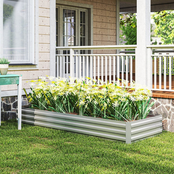English Elm Outsunny Galvanized Steel Raised Garden Bed Rust Resistant Outdoor Planter Box W2225P485540