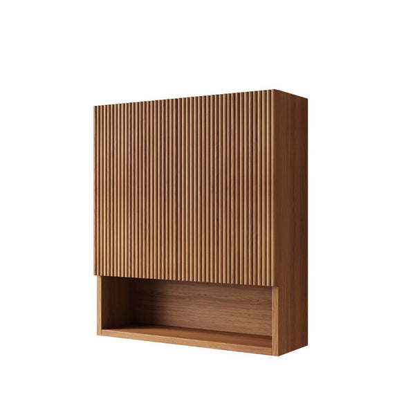 English Elm Tobi Oak Woodgrain Wall Mounted Bathroom Cabinet with Soft Close Doors Open Shelf W2615P376538