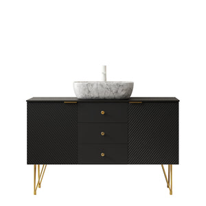 English Elm Gema 48” Stylish Bathroom Vanity With Ceramic Vessel Sink, Gold Legs, Pre-Assembled Storage Cabinet W2615S00285