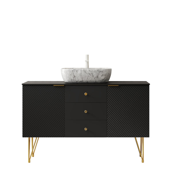 English Elm Gema 48” Stylish Bathroom Vanity With Ceramic Vessel Sink, Gold Legs, Pre-Assembled Storage Cabinet W2615S00285
