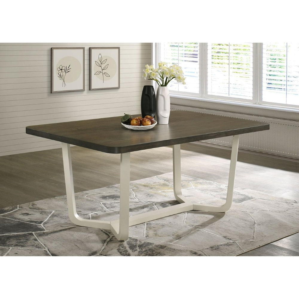 English Elm Sexton Two-tone Rectangular Dining Table Seats Six with Wood Grain Veneer Top B062P440324