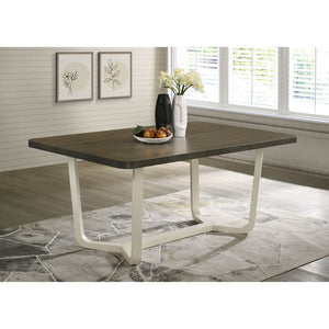 English Elm Sexton Two-tone Rectangular Dining Table Seats Six with Wood Grain Veneer Top B062P440324