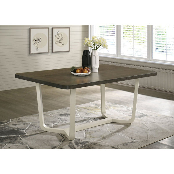 English Elm Sexton Two-tone Rectangular Dining Table Seats Six with Wood Grain Veneer Top B062P440324