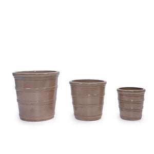 English Elm 3 Pieces Ceramic Flowerpot Set - Handcrafted Antique Yellow Planters For Garden, Patio & Indoors W3273P321529