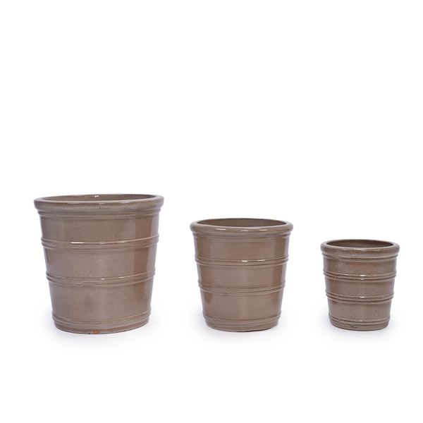 English Elm 3 Pieces Ceramic Flowerpot Set - Handcrafted Antique Yellow Planters For Garden, Patio & Indoors W3273P321529