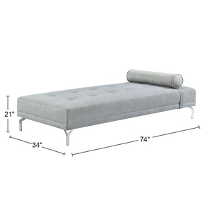 English Elm Melange Velvet Button-Tufted Sofa Bed with Bolster Pillow, Chrome Legs — Stylish Convertible Grey Luxurious Recliner B016P323416