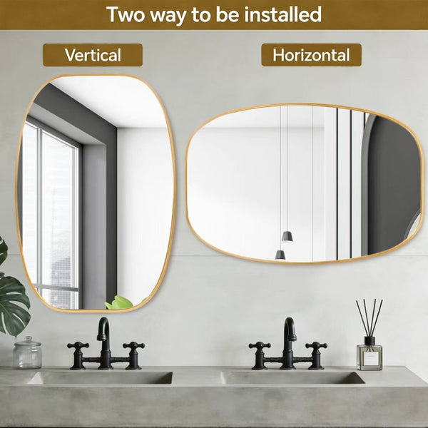 English Elm 30x40 Oval Wall Mirror Slim Metal Frame Distortion Free Glass Bathroom Entryway Accent Gold W2203P476482