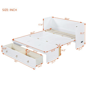 English Elm Queen Murphy Wall Bed with Pull Out Storage Drawer and Built in Usb Charging White LP000428AAK