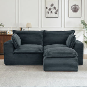 English Elm Loveseat Cloud Couch Corduroy Upholstered Modular Sofa for Relaxed Living Room Lounging Dark Grey W2339S00144