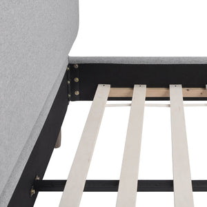 English Elm Jennifer Taylor Home - Diego Queen Upholstered Platform Bed - Light Grey, Modern Design With Natural Wood Legs & Comfort B2719P238661