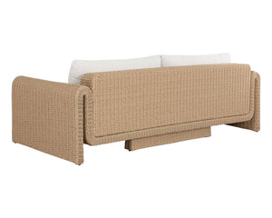 Sunpan Tibi Sofa - Curved Wicker Design With Comfortable Upholstery For Elegant Outdoor Living Spaces Cream Fabric 111861