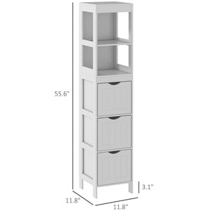English Elm Bathroom Slim Floor Cabinet Tall White Beadboard Storage for Narrow Spaces T3971P430703