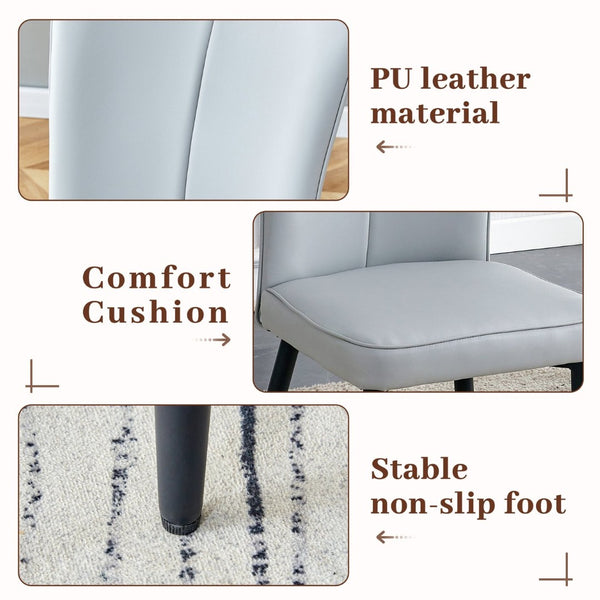 English Elm Table Modern Black Marble Mdf Dining Set With 6 Light Gray Pu Chairs - Stylish, Durable, Comfortable W1151S02528-GIGA