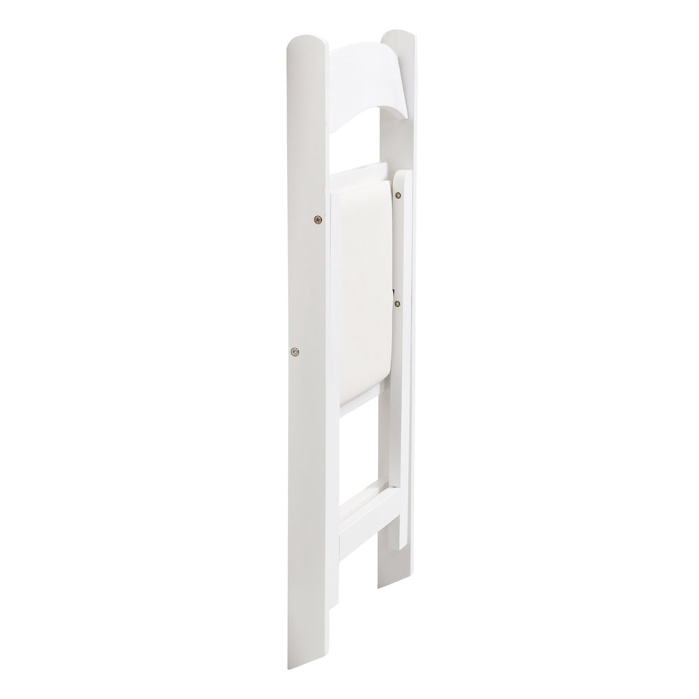 English Elm Upholstered solid wood folding chair with plush PU cushion, space-saving portable seating for events/home gatherings Beige+White W495P193649