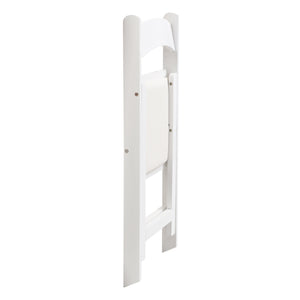 English Elm Upholstered solid wood folding chair with plush PU cushion, space-saving portable seating for events/home gatherings Beige+White W495P193649