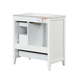 English Elm 30" Bathroom Vanity With Sink, Bathroom Vanity Cabinet With Three Drawers and Door, Solid Wood and Mdf, White