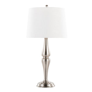 English Elm Sawyer Brushed Nickel Table Lamp Set of 2 with White Linen Shade, 30" Contemporary Hourglass Design B202P224006