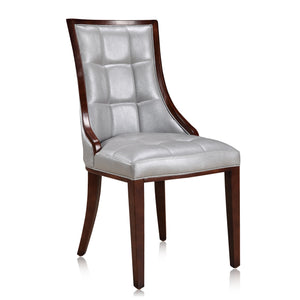English Elm Fifth Avenue Wood Upholstered Dining Chair with Walnut Beech Frame, Faux Leather & Velvet Comfort Silver B365P397810