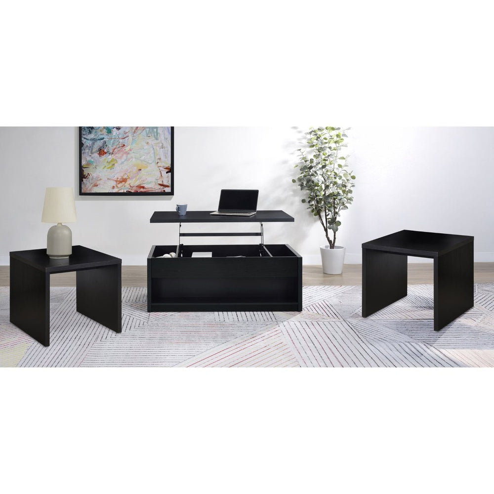 English Elm Nuberg Driftwood Gray Living Room Coffee and End Table Set with Storage Shelves B062S01579