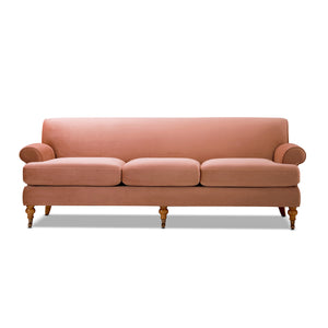 English Elm Jennifer Taylor Home - Alana Three-Cushion Peach Orange Velvet Sofa - Luxurious Comfort For Modern Living Spaces Today! B2719P238311