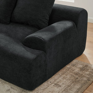 English Elm 110.25x67'' Compression Sofa Modern Upholstered L-Shape Sectional Couch 4-Seat Melange Velvet Comfort Black W1413S00084