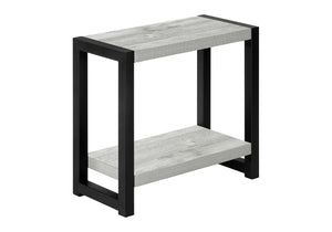 English Elm Accent Table Two Tier Narrow Black Laminate Metal Legs Modern Living Room Bedside B2710P218938