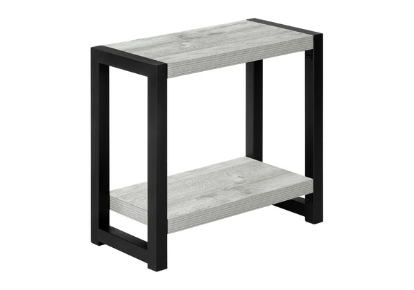 English Elm Accent Table Two Tier Narrow Black Laminate Metal Legs Modern Living Room Bedside B2710P218938