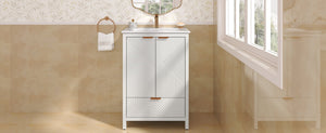 English Elm Christopher Knight Home® - 24 24-Inch Bathroom Vanity with Ceramic Sink, Textured Panels, Soft-Close Drawer & Large Storage White N817P339017K
