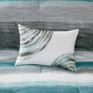JLA Home Madison Park Essentials - 9 9-Piece Watercolor Stripe Comforter Set with Cotton Sheets, Antimicrobial, OEKO-TEX Certified, Plush MPE10-696