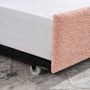 English Elm Full Size Boucle Daybed with Pop up Trundle Tufted Upholstered Sofa Sleeping Pink W1413S00175