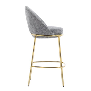 English Elm Christopher Knight Home® - Celano Upholstered Metal Barstool Set of 2 with Plush Rounded Seat, Semi‑Enclosed Backrest, Durable Frame Gold,Gray N775P268055G