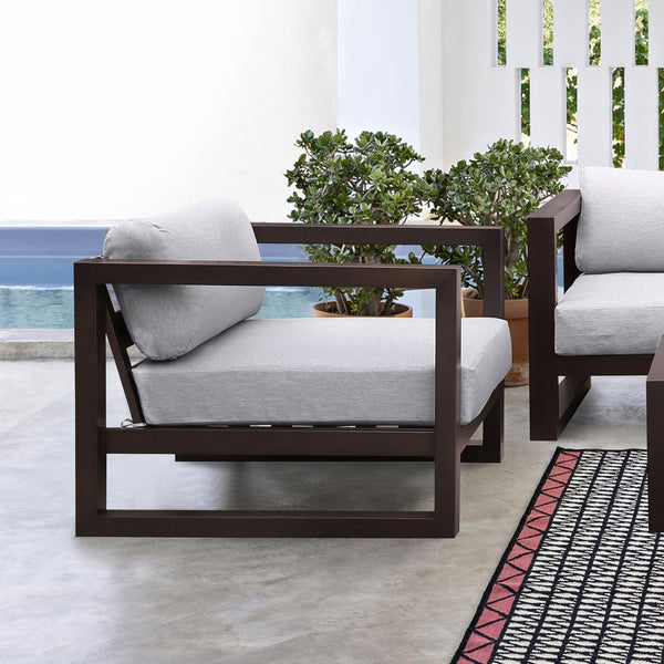 English Elm Quivra Dark Eucalyptus Outdoor Lounge Chair with Gray UV-Resistant Cushions, Ergonomic Support B2736P354403