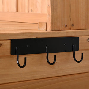 English Elm (with Hutch) Topamx Solid Fir Potting Bench Patio Workstation Spice Rack Drawer Natural N717P404330A