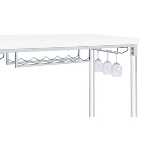 English Elm Tonneson White Acrylic Leg Bar Table with Silver Trestle, Wine Rack & Stemware Holders, 47" B062P299943