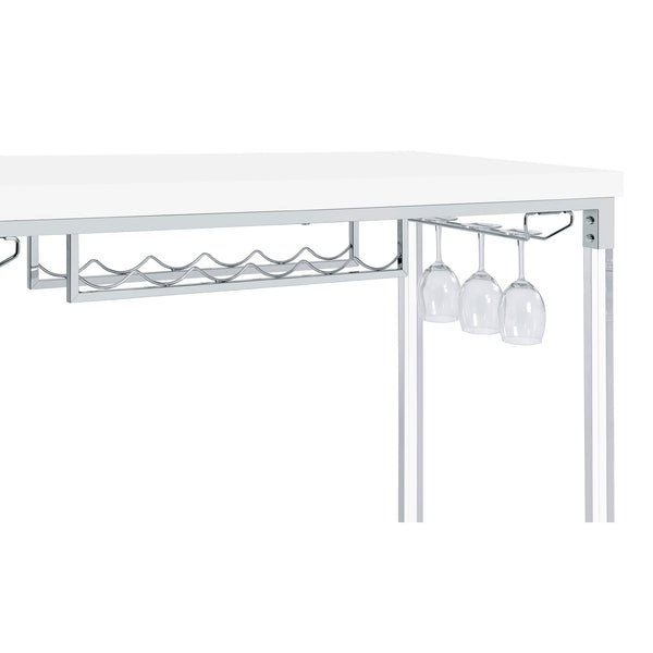 English Elm Tonneson White Acrylic Leg Bar Table with Silver Trestle, Wine Rack & Stemware Holders, 47" B062P299943
