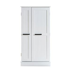 English Elm Kitchen Pantry Storage Cabinet White - Freestanding MDF Pantry with 5 Adjustable Shelves & Door Organizers, Compact 23.6"W x 15.75"D x 46.8"H W3417P315037