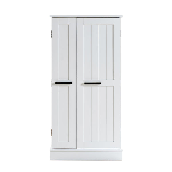 English Elm Kitchen Pantry Storage Cabinet White - Freestanding MDF Pantry with 5 Adjustable Shelves & Door Organizers, Compact 23.6"W x 15.75"D x 46.8"H W3417P315037