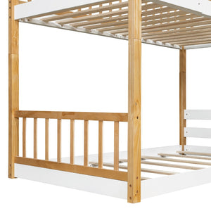 English Elm Twin Over Playhouse Bunk Bed Pinewood Fort Design with Roof and Safety Rails LT100008AAN-3