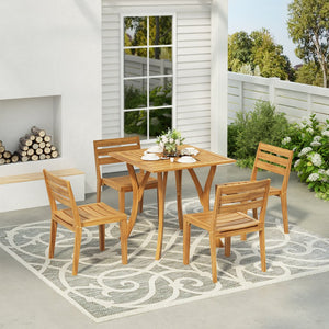 English Elm Christopher Knight Home® - Outdoor 5-Piece Acacia Wood Dining Set With Teak Finish - Perfect For Patios, Decks & Gardens! N773P198003T4_57234.00