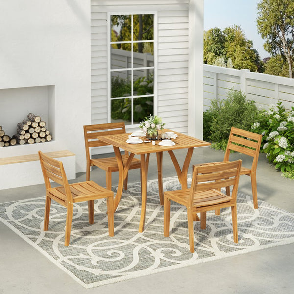 English Elm Christopher Knight Home® - Outdoor 5-Piece Acacia Wood Dining Set With Teak Finish - Perfect For Patios, Decks & Gardens! N773P198003T4_57234.00