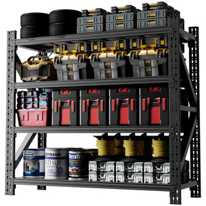 English Elm 5000 Lbs Industrial Steel Garage Shelving Unit with Adjustable Welded Four Shelf Design W2735P457279