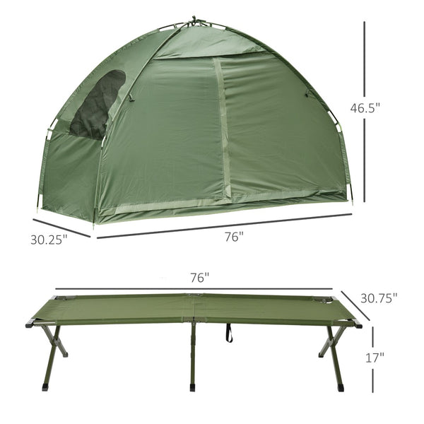 English Elm Outsunny Elevated Folding Cot Tent Combo for Solo Camping with Carry Bag Included W2225P200419