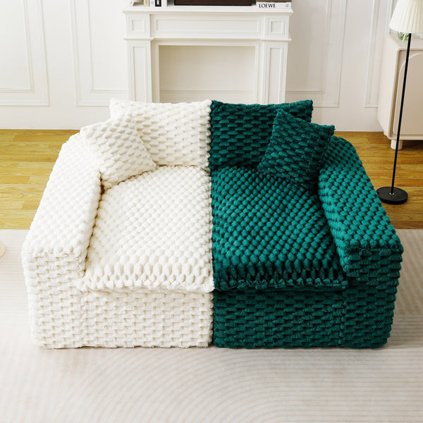 English Elm Luxury Color-Block Turtle Velvet Sofa - Versatile Seating For Stylish Living Rooms & Cozy Gatherings W3371S00053