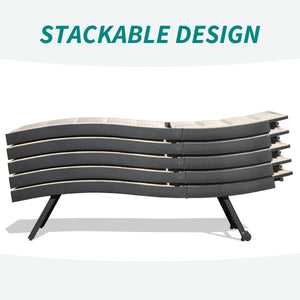 English Elm Patio Aluminum Textilene Chaise Lounge Set of 2 with 5-Position Adjustable Back, Wheels, Stackable W1859P360205