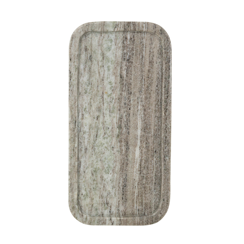 English Elm 12x6" Gray Marble Tray with Raised Edges — Natural Rectangular Organizer for Candles, Decor, Centerpieces W2078P407026