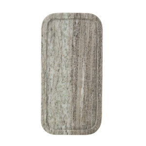 English Elm 12x6" Gray Marble Tray with Raised Edges — Natural Rectangular Organizer for Candles, Decor, Centerpieces W2078P407026