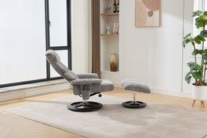 English Elm 069dr-ergonomic Swivel Recliner with Massage Heating Chenille Wingback Lounge Chair Grey W527S00010